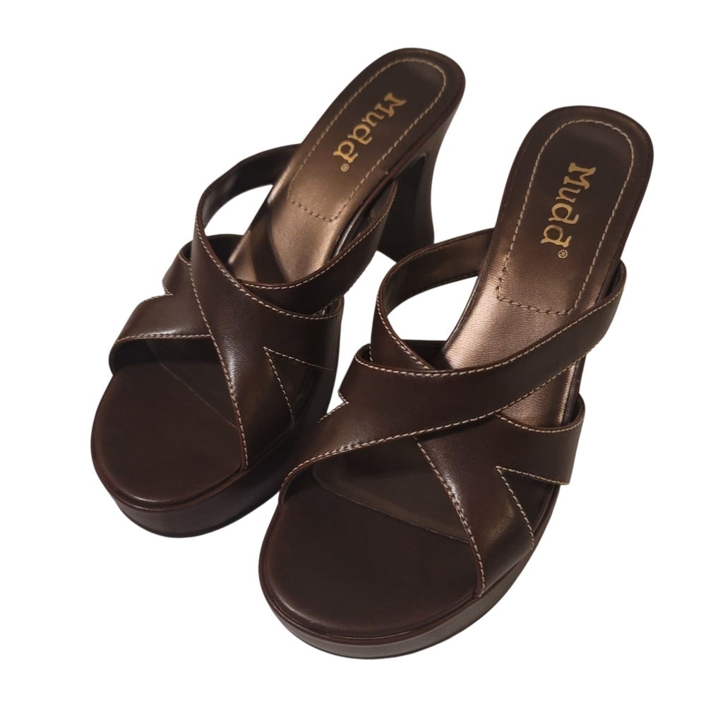 Mudd Brown Heeled Sandals Y2K 90s